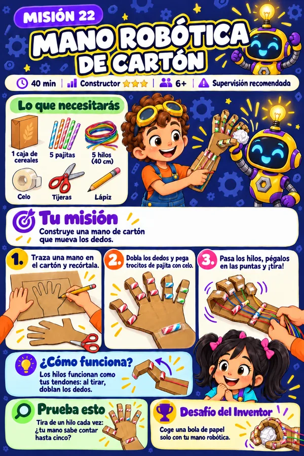 Página de actividad: Mano robótica de cartón